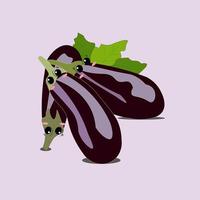 illustration of three twin purple eggplants vector