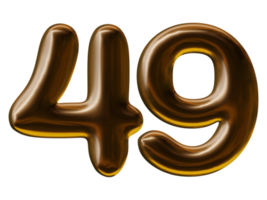 Number 49 design in 3d render png