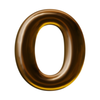Number 0 design in 3d render png