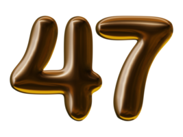 Number 47 design in 3d render png