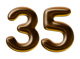 Number 35 design in 3d render png