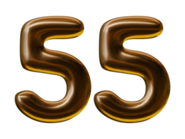 Number 55 design in 3d render png