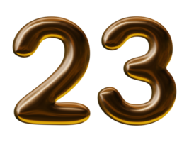 Number 23 design in 3d render png