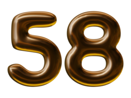 Number 58 design in 3d render png