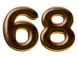 Number 68 design in 3d render png