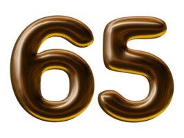 Number 65 design in 3d render png