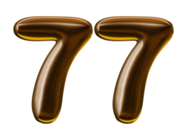 Number 77 design in 3d render png