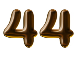 Number 44 design in 3d render png