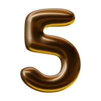 Number 5 design in 3d render png