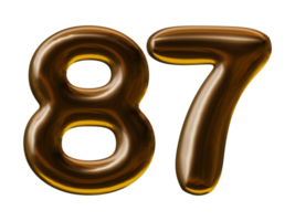 Number 87 design in 3d render png