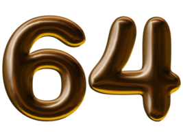 Number 64 design in 3d render png