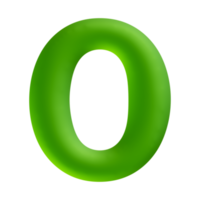 Number 0 Green 3D Render png