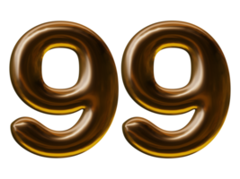 Number 99 design in 3d render png