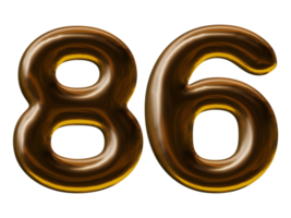 Number 86 design in 3d render png