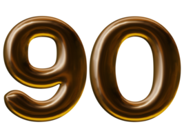 Number 90 design in 3d render png