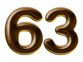 Number 63 design in 3d render png