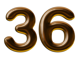 Number 36 design in 3d render png