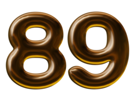 Number 89 design in 3d render png