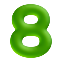 Number 8 Green 3D Render png