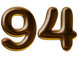 Number 94 design in 3d render png