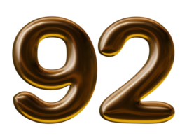 Number 92 design in 3d render png