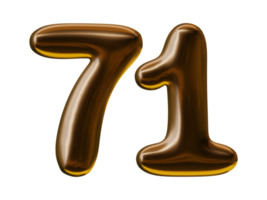 Number 71 design in 3d render png