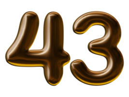 numero 43 design nel 3d rendere png