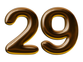 Number 29 design in 3d render png