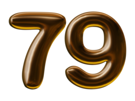 Number 79 design in 3d render png