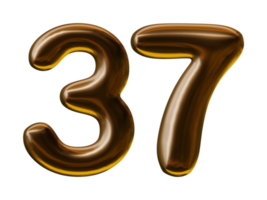 Number 37 design in 3d render png