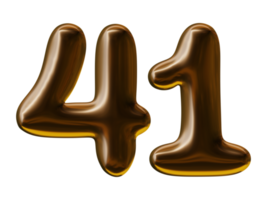 Number 41 design in 3d render png