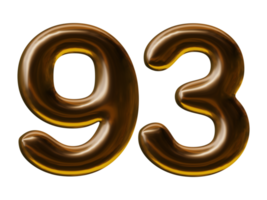 Number 93 design in 3d render png