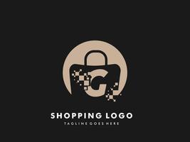 bolsa de compras vectorial círculo aislado con letra g, icono de compras rápidas, tienda rápida creativa, plantillas de logotipo de compras rápidas creativas. vector