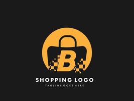 bolsa de compras vectorial círculo aislado con letra b, icono de compras rápidas, tienda rápida creativa, plantillas de logotipo de compras rápidas creativas. vector