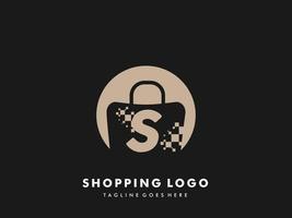 bolsa de compras vectorial círculo aislado con letra s, icono de compras rápidas, tienda rápida creativa, plantillas de logotipo de compras rápidas creativas. vector