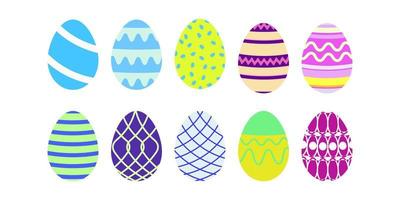 A set of Easter eggs in a flat style vector