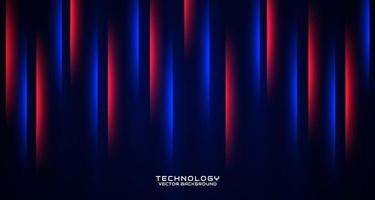 3D red blue techno abstract background overlap layer on dark space with glowing effect decoration. Style concept cut out. Graphic design element for banner flyer, card, brochure cover, or landing page vector