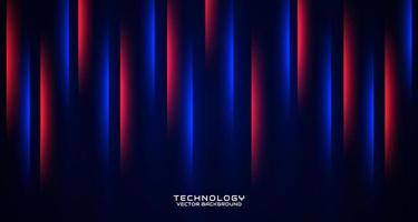 3D red blue techno abstract background overlap layer on dark space with glowing effect decoration. Style concept cut out. Graphic design element for banner flyer, card, brochure cover, or landing page vector