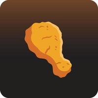 Fried chicken leg, vector illustration, isolated on black background.