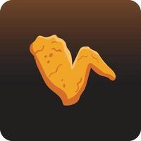 Fried chicken wing, vector illustration, isolated on black background.