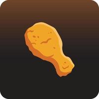 Fried chicken leg, vector illustration, isolated on black background.