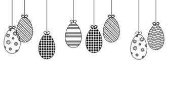 Hanging easter eggs in black style isolated on white background vector