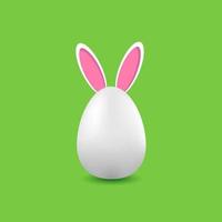 White egg with rabbit ears on a green background vector