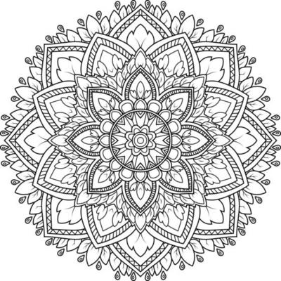 Black and white Mandala Vector illustration, coloring page book