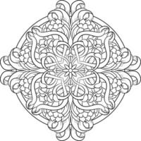 Floral mandala art design, outlined vector illustration