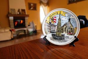 Nuremberg, Germany souvenir plate on a stand at home. photo