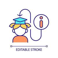 Information for students RGB color icon. Learning process improvement. Effective studying new subjects. Education system. Isolated vector illustration. Simple filled line drawing. Editable stroke