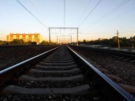 empty railroad going into the distance photo