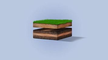 Isometric Soil Layers diagram, Cross section of green grass and underground soil layers beneath, stratum of organic, minerals, sand, clay, Isometric soil layers photo