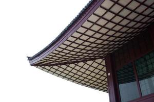 Japanese style wood roof pattern isolated on white background,Japanese style building photo